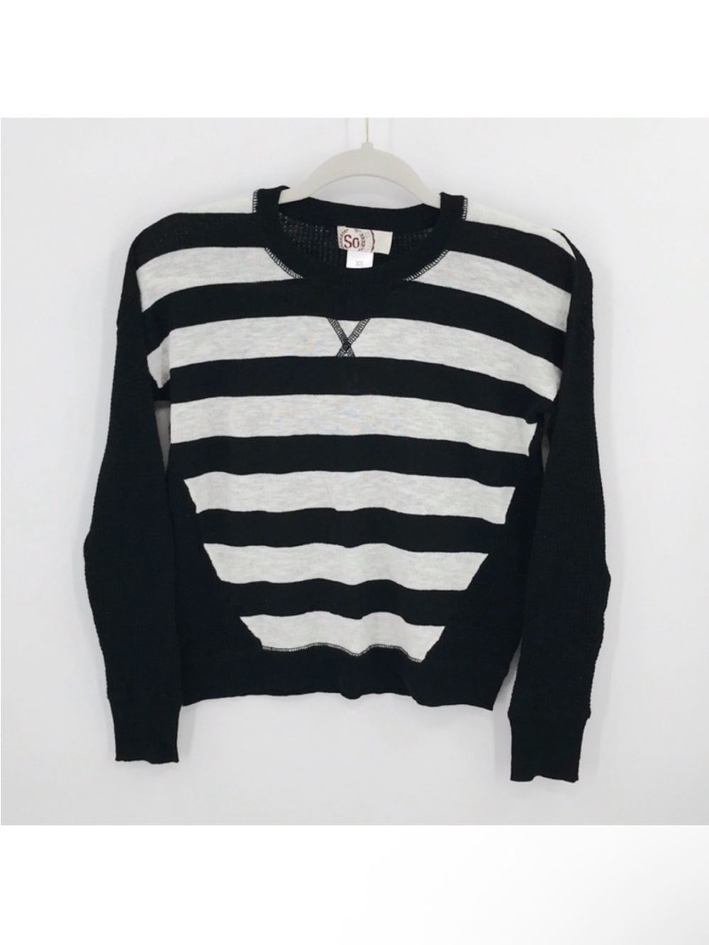SO Striped Waffle Knit Sweater Top - Picture 6 of 7